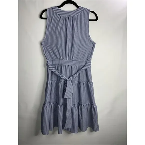 Tommy Hilfiger Striped Sleeveless Tiered Dress Blue/White Sz 6 - Picture 6 of 7
